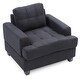preview thumbnail 3 of 2, Solid Tufted Upholstered Accent Chair - 38" - Black