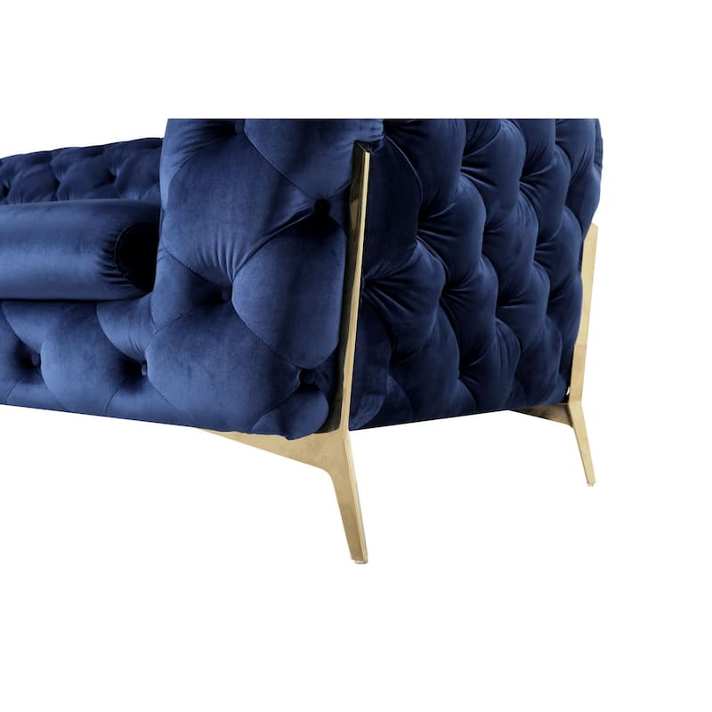 Divani Casa Quincey Transitional Blue Velvet Loveseat