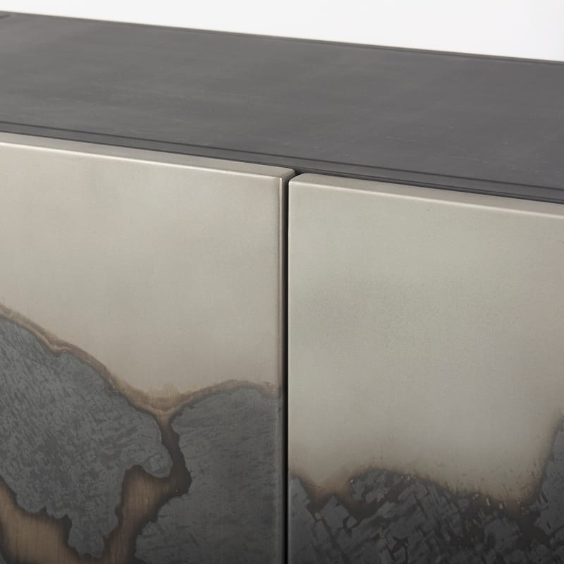 Roxdale Silver & Black Solid Iron w/ Acid Wash Finish Sideboard - 82"W x 29"H x 18"D