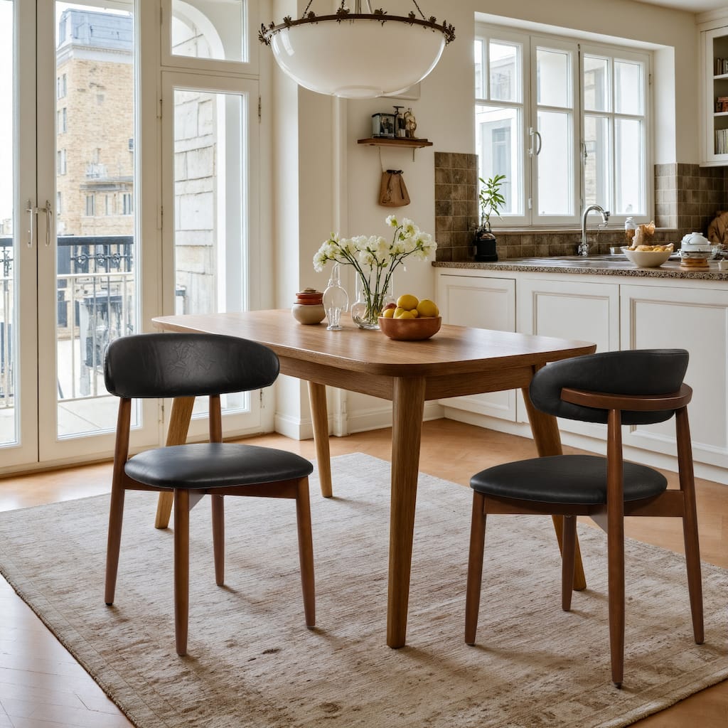 Art Leon Set of 2 Upholstered Accent Dining Chairs with Solid Wood Frame