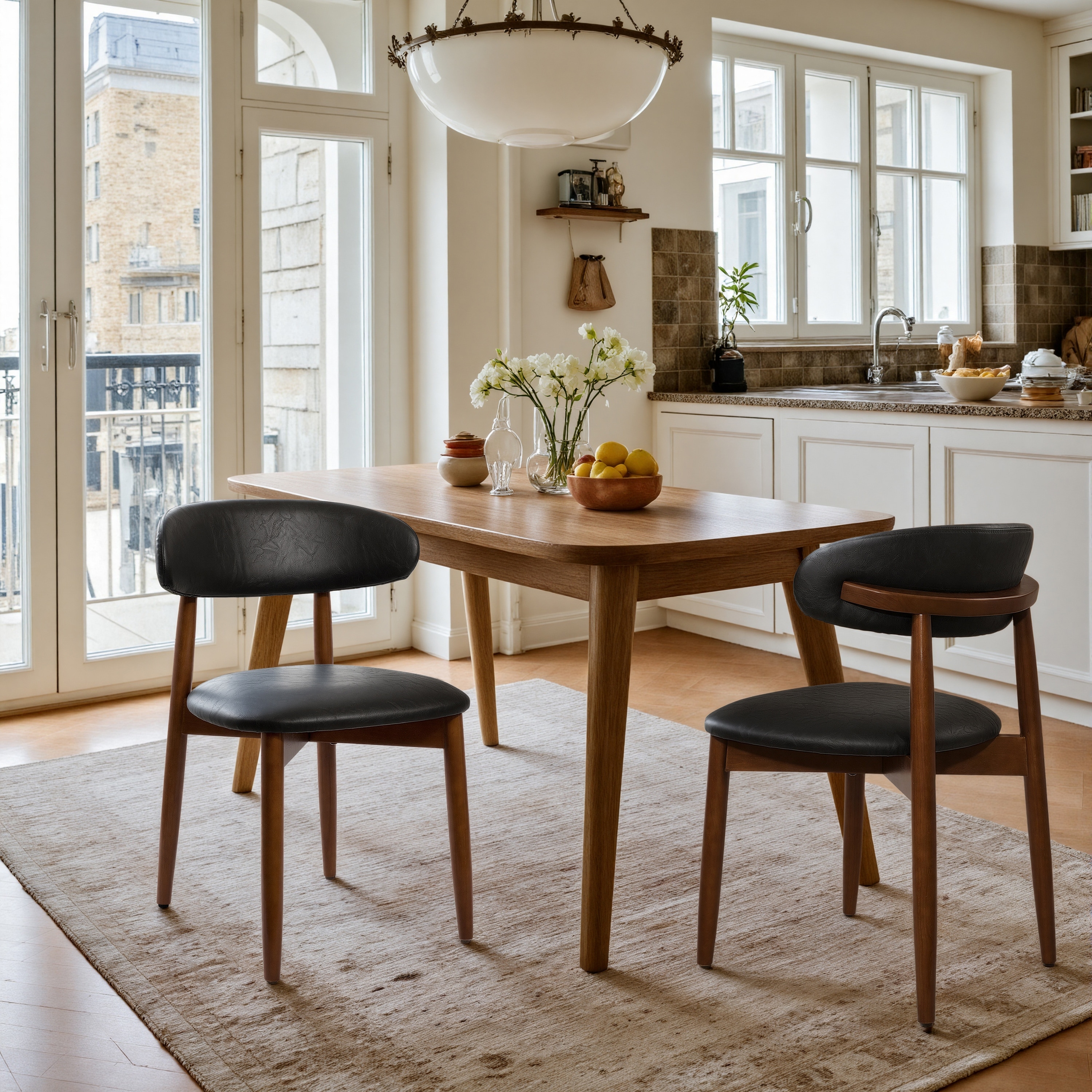 Art Leon Set of 2 Upholstered Accent Dining Chairs with Solid Wood Frame