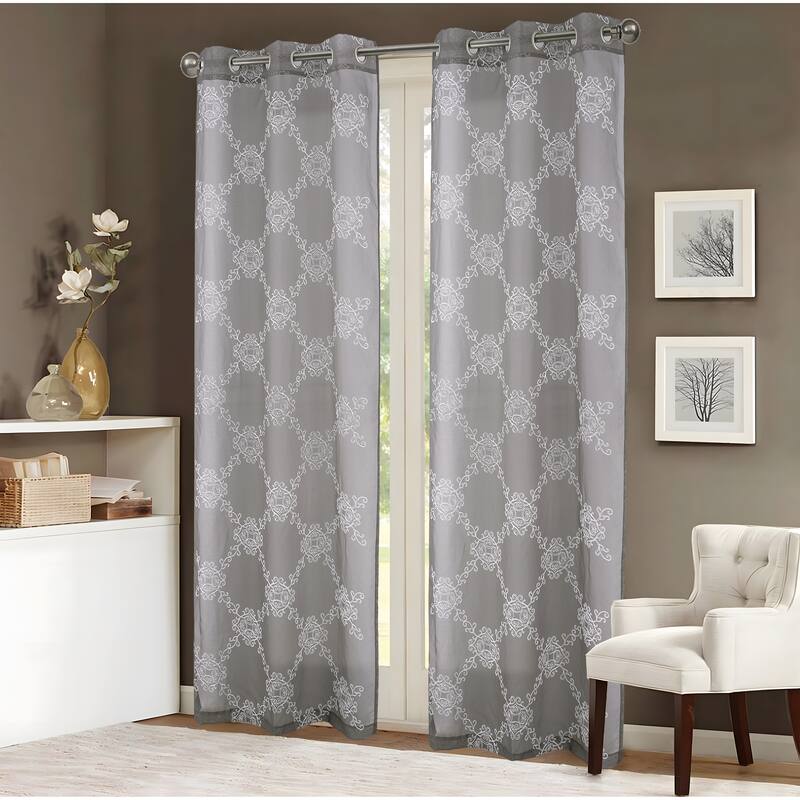 Sheryl Embroidered Window Curtain - Grey