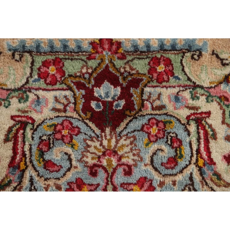 Hand-made Vintage Traditional Kerman Persian Wool Area Rug - 9'6" x 13'6"