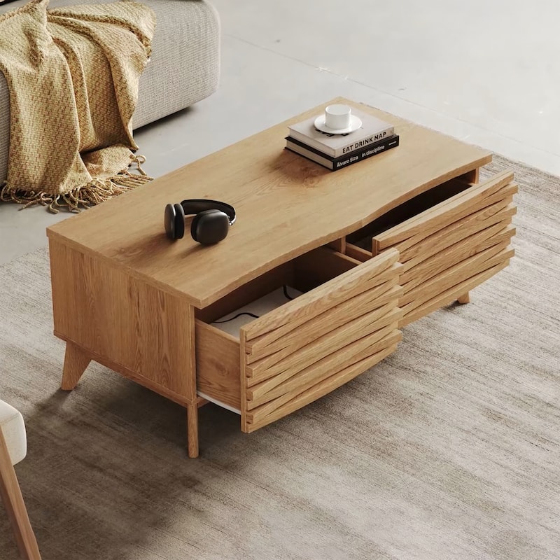 Studio London Zappa 2 Drawer Oak Wooden Coffee Table with Storage