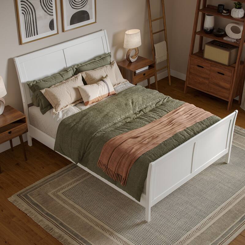 Valencia Solid Wood Low Profile Sleigh Platform Bed with Matching Footboard
