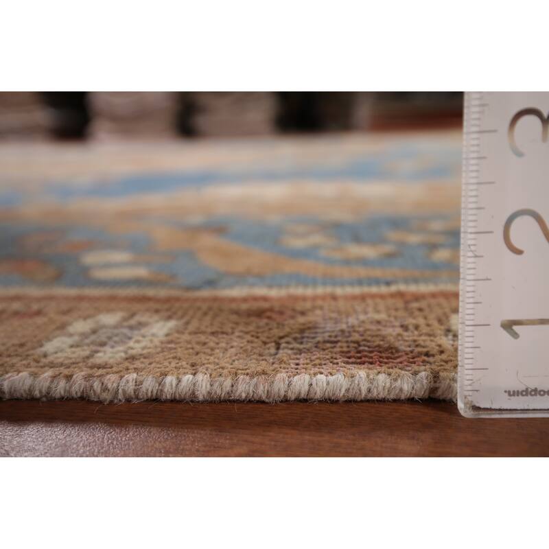Blue Tabriz Persian Vintage Rug Hand-Knotted Wool Carpet - 9'3" x 12'11"