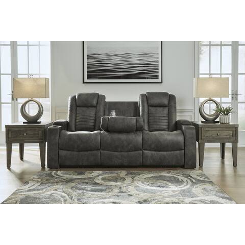 Signature Design by Ashley Soundcheck Power Reclining Sofa with Adjustable Headrest, Drop-Down Table and USB Charging
