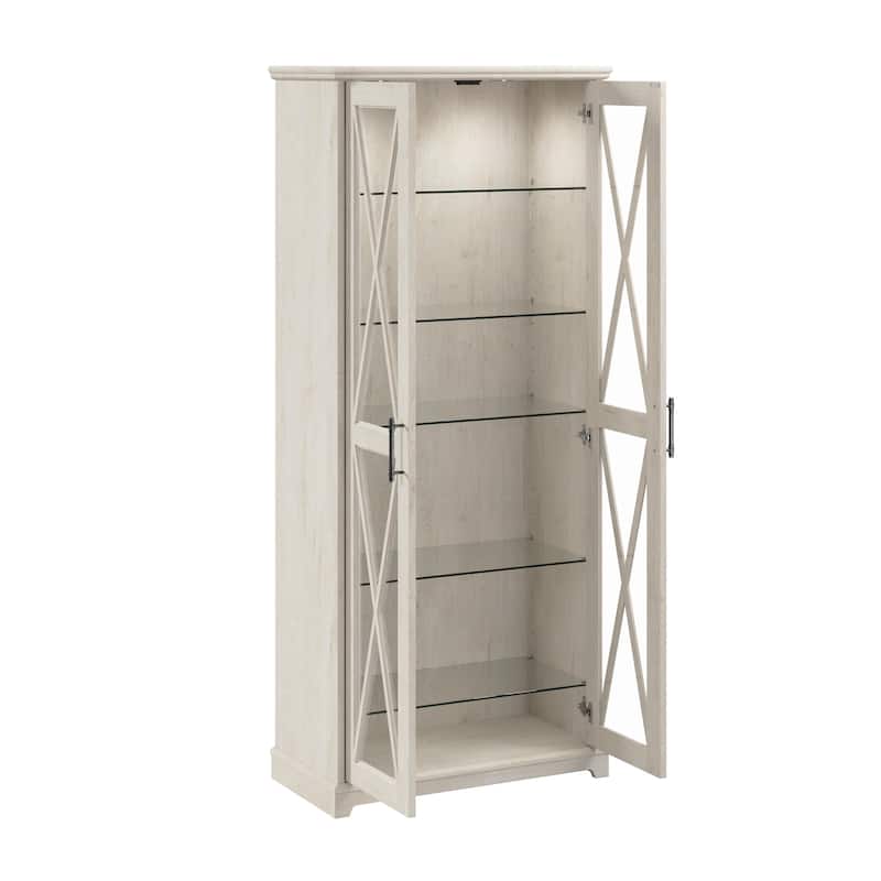 Lennox Curio Cabinet with Glass Doors and Shelves by Bush Furniture