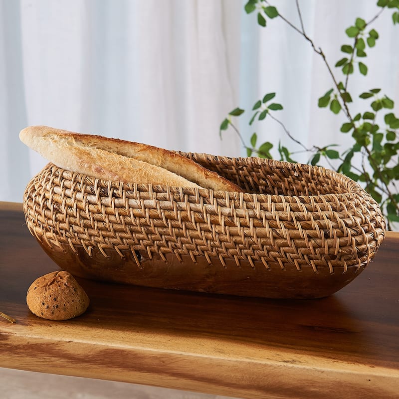 Home Soft Things Kapal Oval Vases Rustic Fruit Wood Bowl - 16.9" x 5.9" x 5.9"