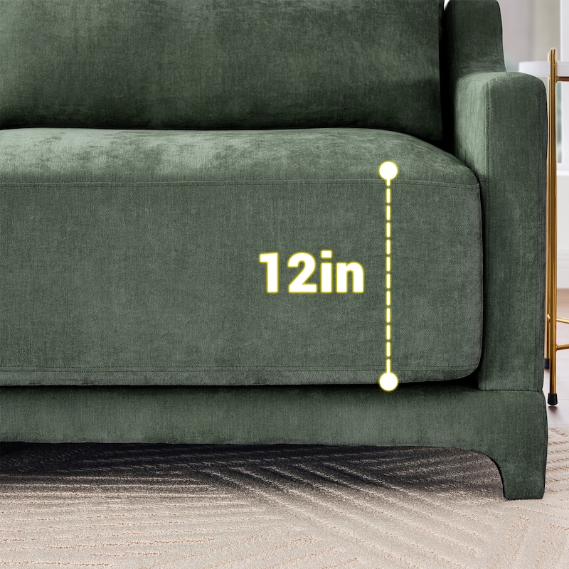 141.7" Chenille Modular 4-Seater Sofa with Movable Ottoman, High-Resilient Sponge, and Ergonomic Wooden Base