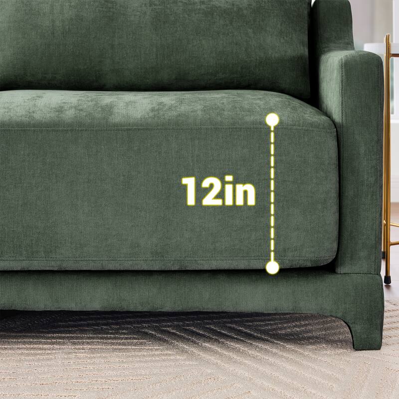 73.2" Chenille 2-Seater Sofa with Ottoman, 2 Pillows & Solid Wood Frame