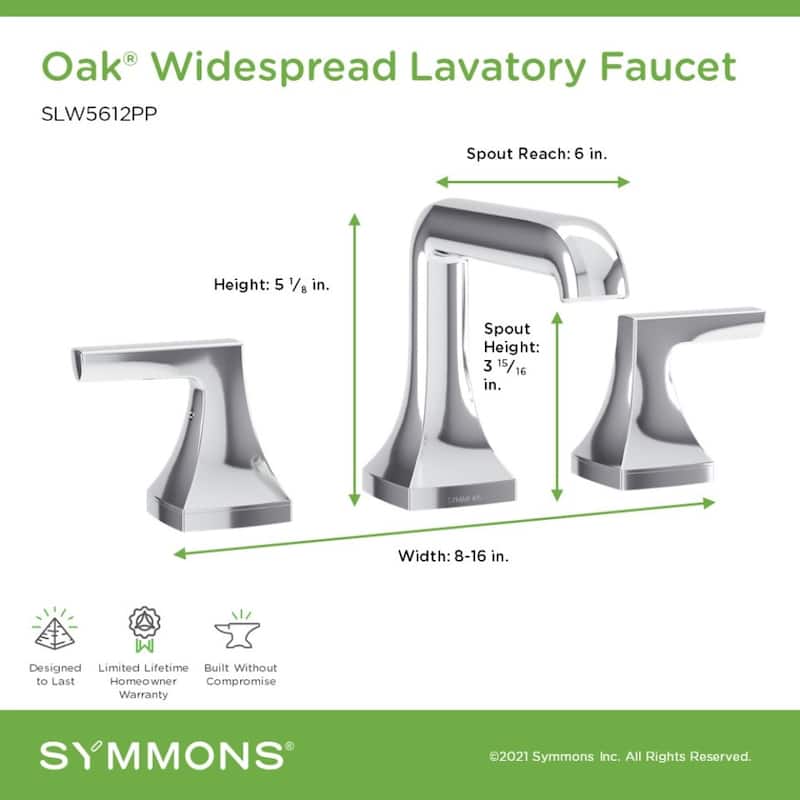 Symmons SLW5612PP Oak 1.0 GPM Vessel Widespread Bathroom Faucet
