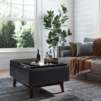 WYNDENHALL Ethan 34 inch Wide Mid Century Modern Rectangle Table Ottoman