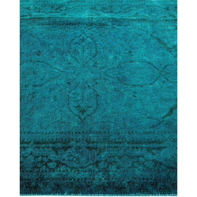 Overton Hand Knotted Wool Vintage Inspired Modern Contemporary Overdyed Blue Area Rug - 3' 1" x 5' 3"