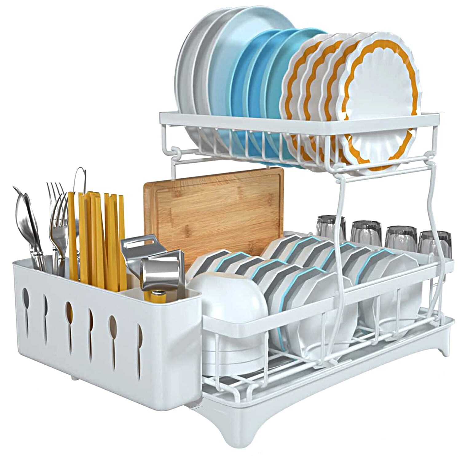 2 Tier Large Capacity Dish Rack with Tray, Cutting Board Holder - Bed Bath  & Beyond - 37482101