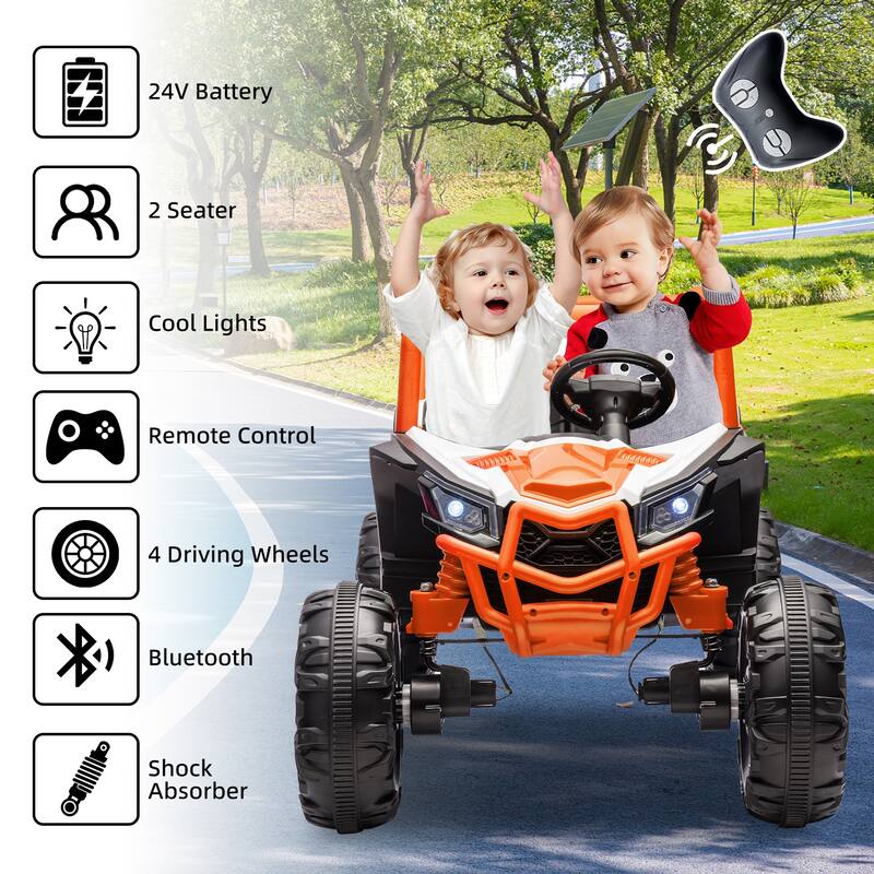 24V 2seater Side by Side 4x4 Ride on Off-Road Truck with Parent Remote Control and two safety belts