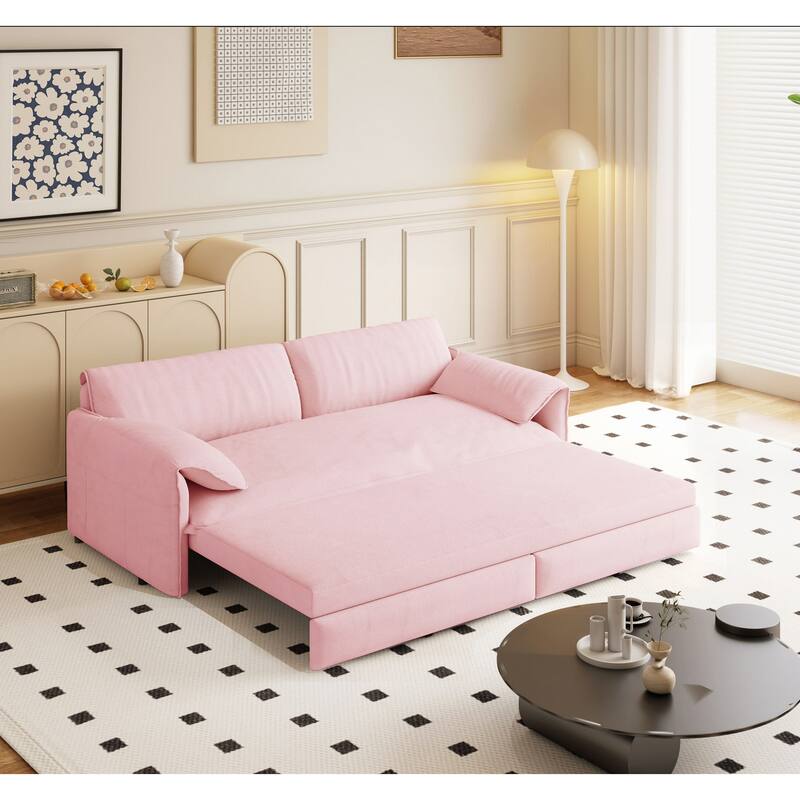 3-in-1 Convertible Sleeper with Side Storage,Multi-Functional Loveseat for Various Spaces