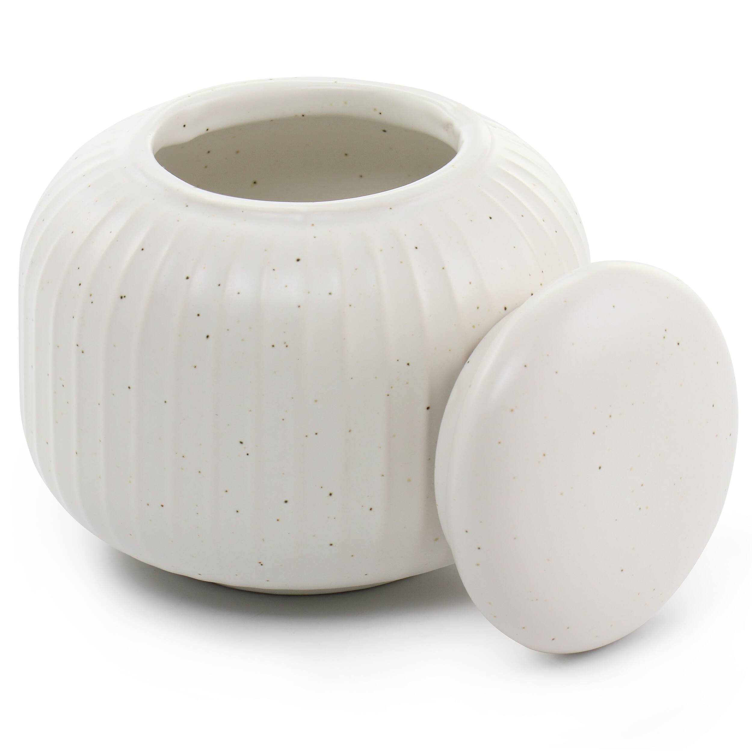 12 Ounce Round Stoneware Sugar Bowl with Lid in Sea Salt Bed Bath