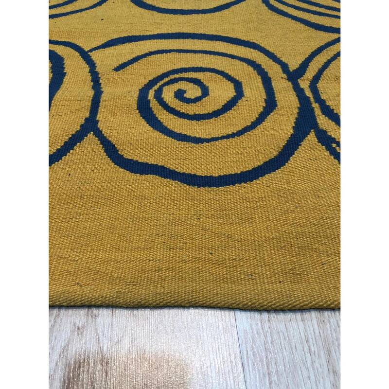 Yellow Handwoven Wool Modern Flat Weave Rug, 9' x 12', soft stylish area rug - L
