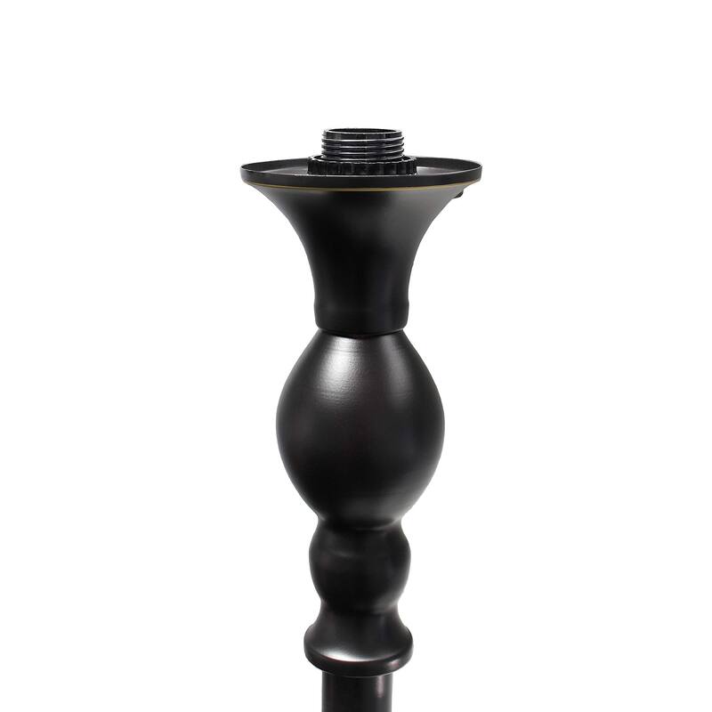 LF2001-RBW 1 Light Torchiere Floor Lamp with Marbelized White Glass Shade, Restoration Bronze and White - Brown