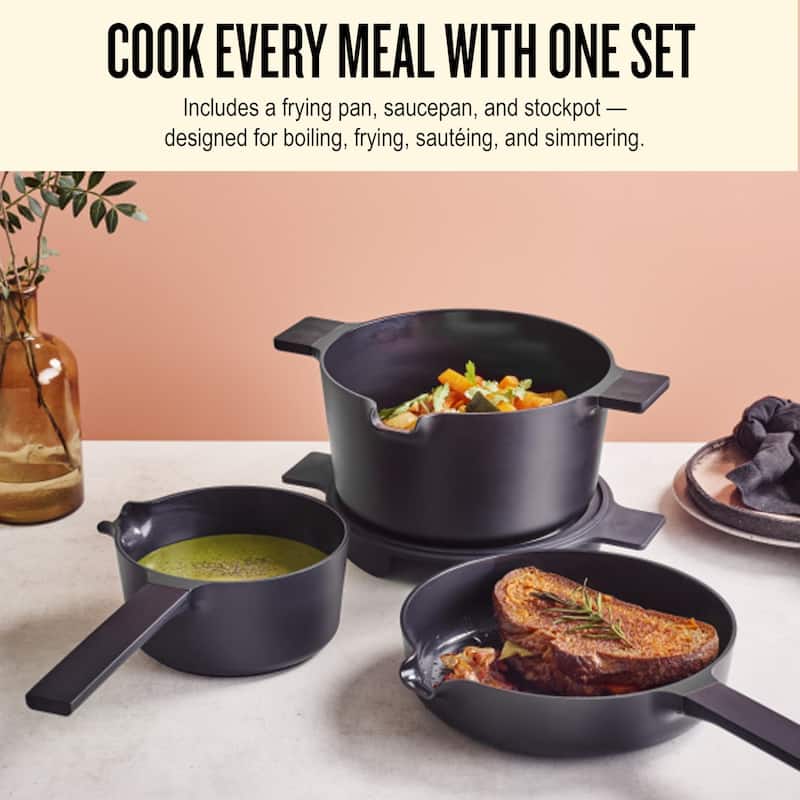 Alva Neat 5-Piece Recycled Aluminum Nonstick Cookware Set, PFAS Free