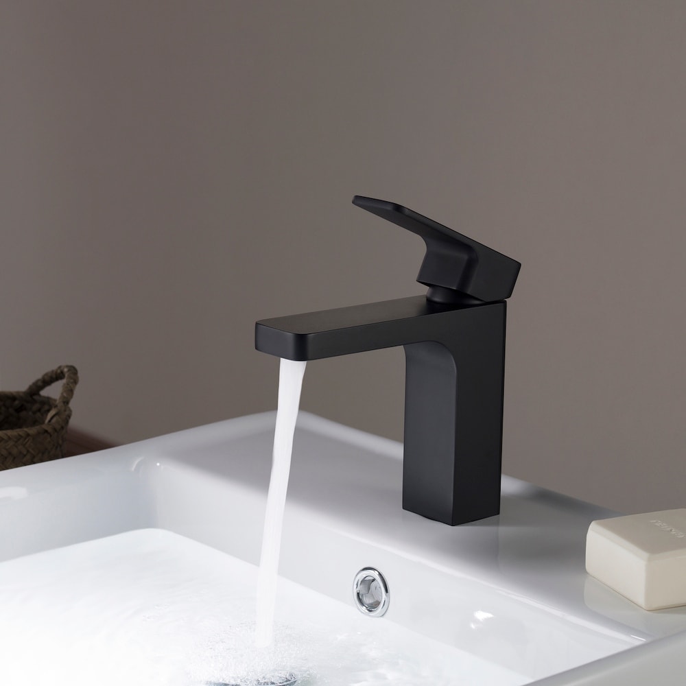 MPLT-01BK Lairuier Bathroom Sink Faucet Lead-Free Black Bathroom Faucets Single Hole Waterfall Lavatory Basin Mixer Stainless Steel 