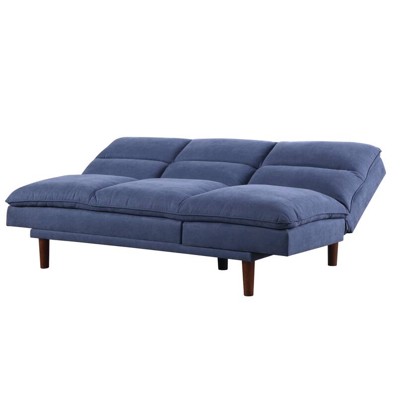 Modern Armless Fabric Blue Sofa Bed Adjustable Folding Sofa - 37.01*76.38*41.73 inches