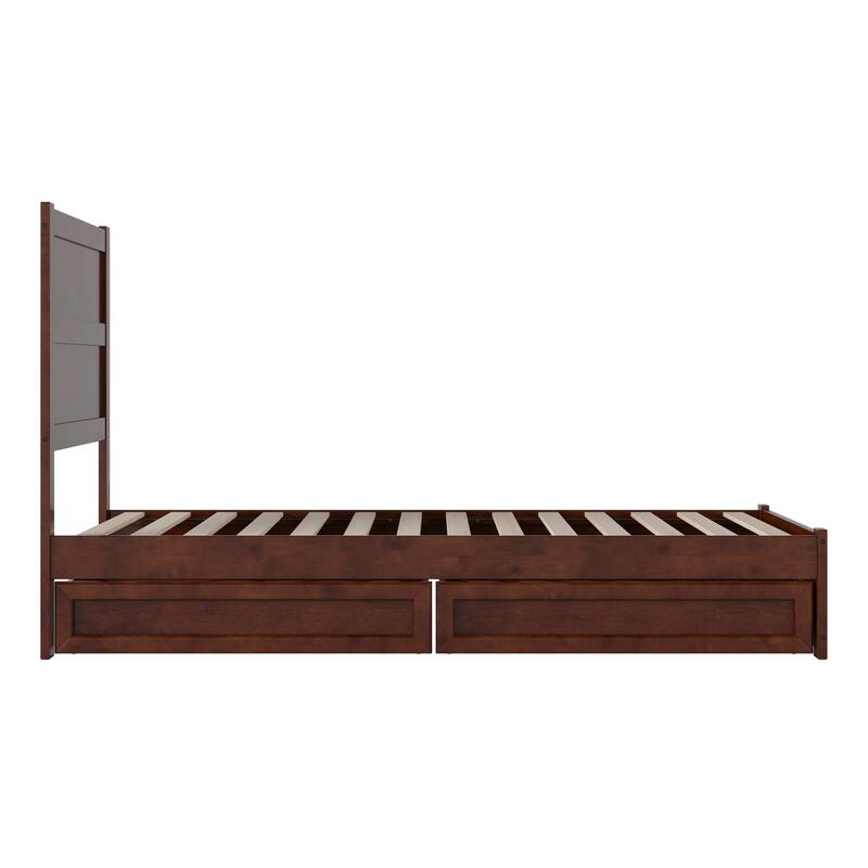 Aveline Wood Platform Bed with Matching Footboard & Storage Drawers