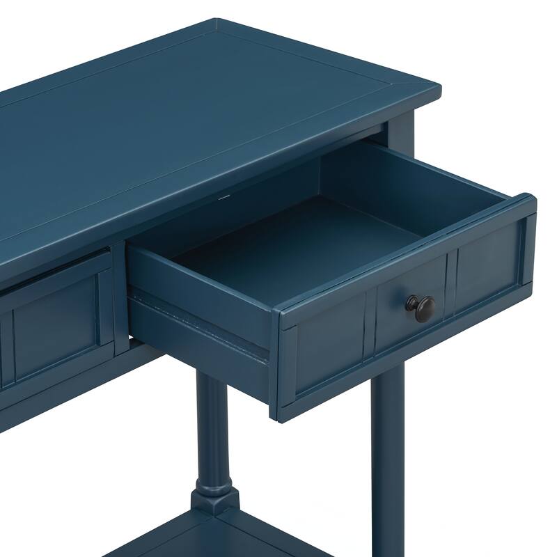 Console Table Traditional Design with Two Drawers and Bottom Shelf