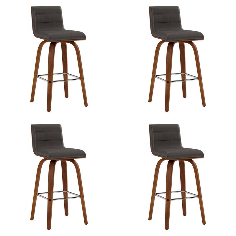 Skara Mid-Century Swivel Counter Stool, Upholstered Counter Height Chair with Bentwood Legs