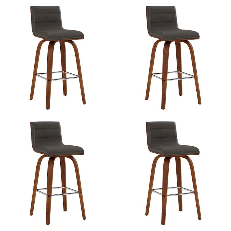 Skara Swivel Bar Stool, Upholstered Bar Height Chair with Bentwood Frame