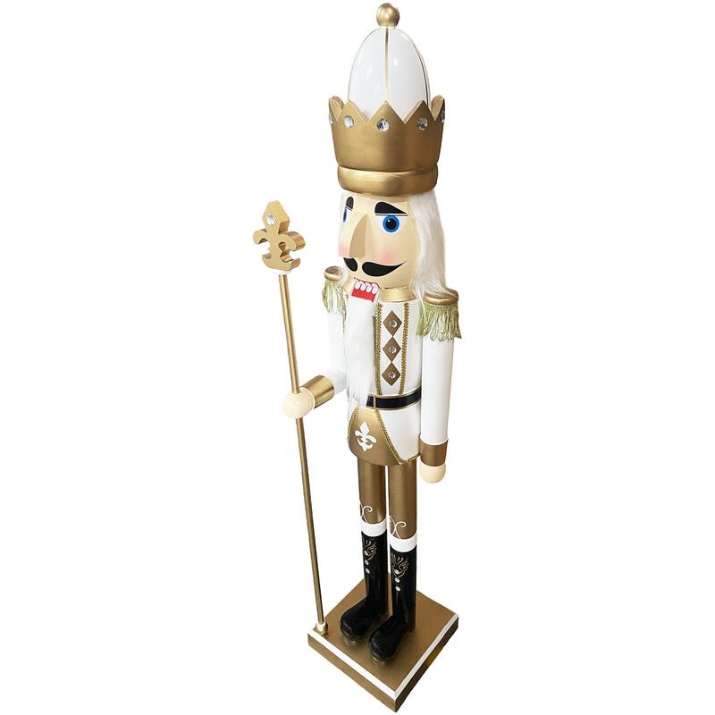 60" White & Gold Nutcracker