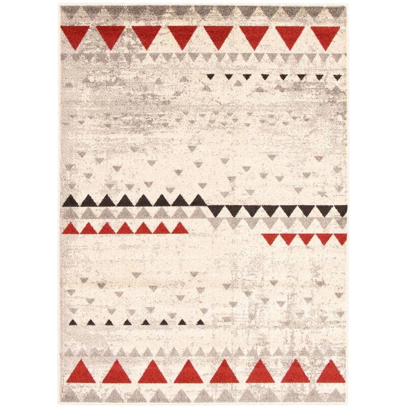 ECARPETGALLERY Remi Transitional Rug - 3'11" x 5'7" - Ivory/ Red