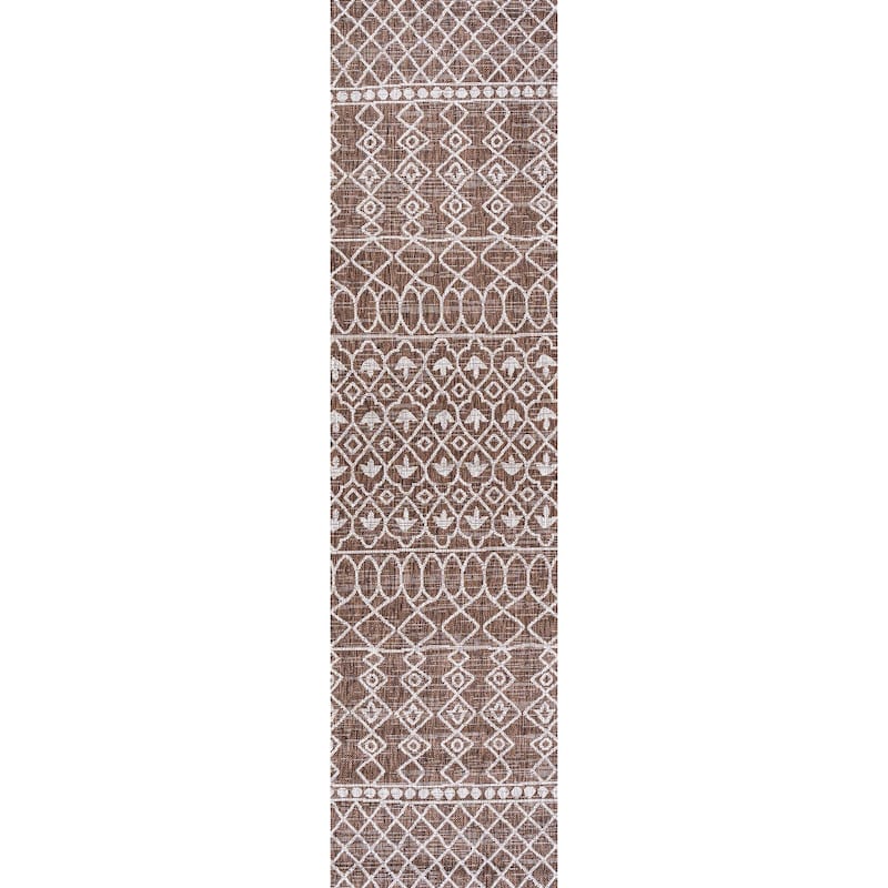 JONATHAN Y Nokat Tribal Bohemian Indoor/Outdoor Area Rug - 2 X 8 - Brown/Beige