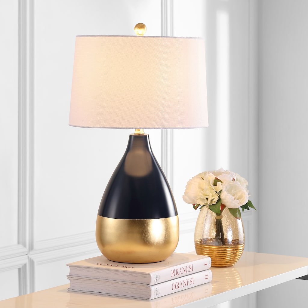 SAFAVIEH Lighting Denyse 24-inch Navy/ Gold Table Lamp (Set of 2) - 14Wx14Dx24H