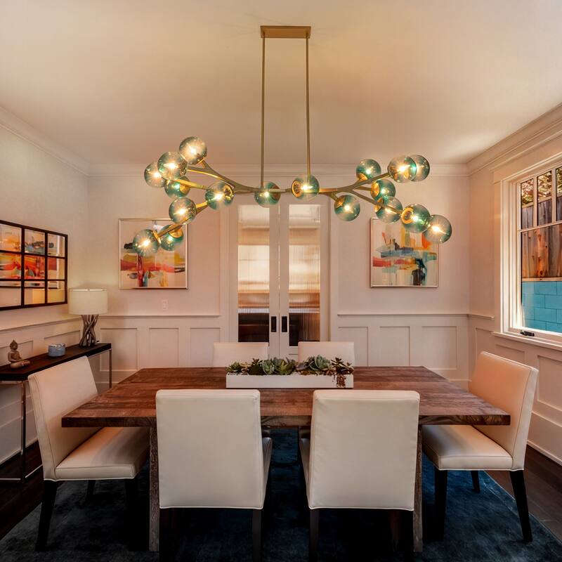 18 - Light Modern Dimmable Bubble Sputnik Linear Globe Chandelier - W68.11"