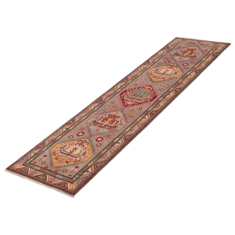 ECARPETGALLERY Hand-knotted Uzbek Ghazni Taupe Wool Rug - 2'8 x 10'0