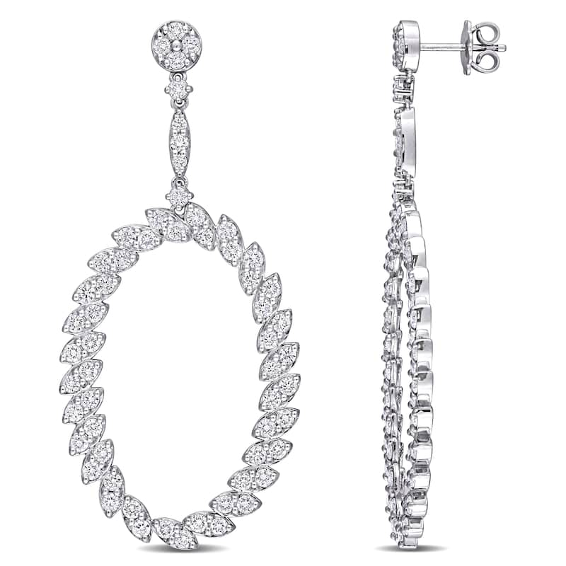 Miadora 5 1/4ct TDW Diamond Oval Dangle Earrings in 14k White Gold