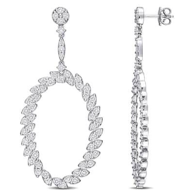 Miadora 5 1/4ct TDW Diamond Oval Dangle Earrings in 14k White Gold