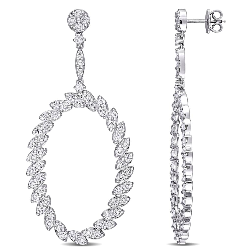 Miadora 5 1/4ct TDW Diamond Oval Dangle Earrings in 14k White Gold