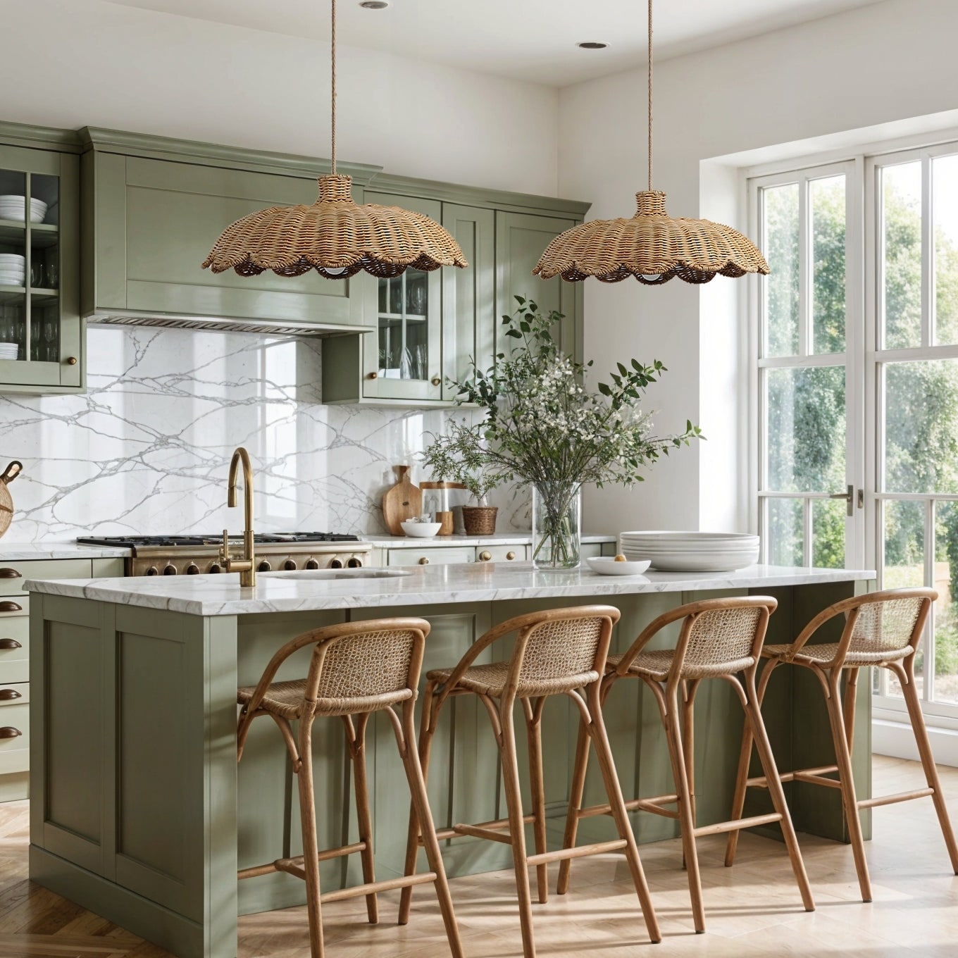 Aurelia Rattan Pendant Light - Natural Dome 1-Light Handwoven Ceiling Light For Modern, Transitional, Farmhouse Room Decor