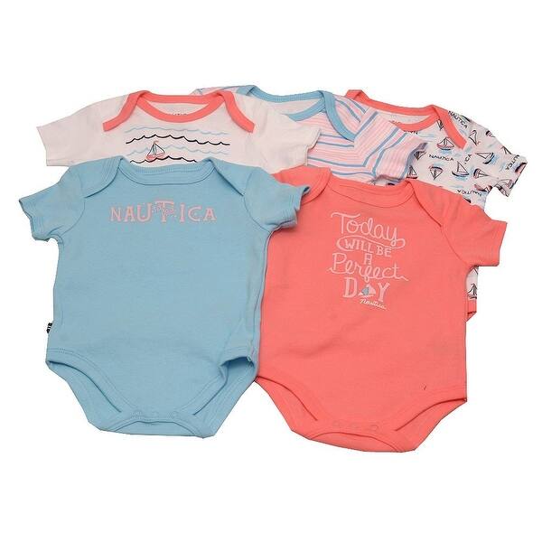 Shop Nautica Baby Girls White Blue Stripe Wave Boat Print 5 Pcs