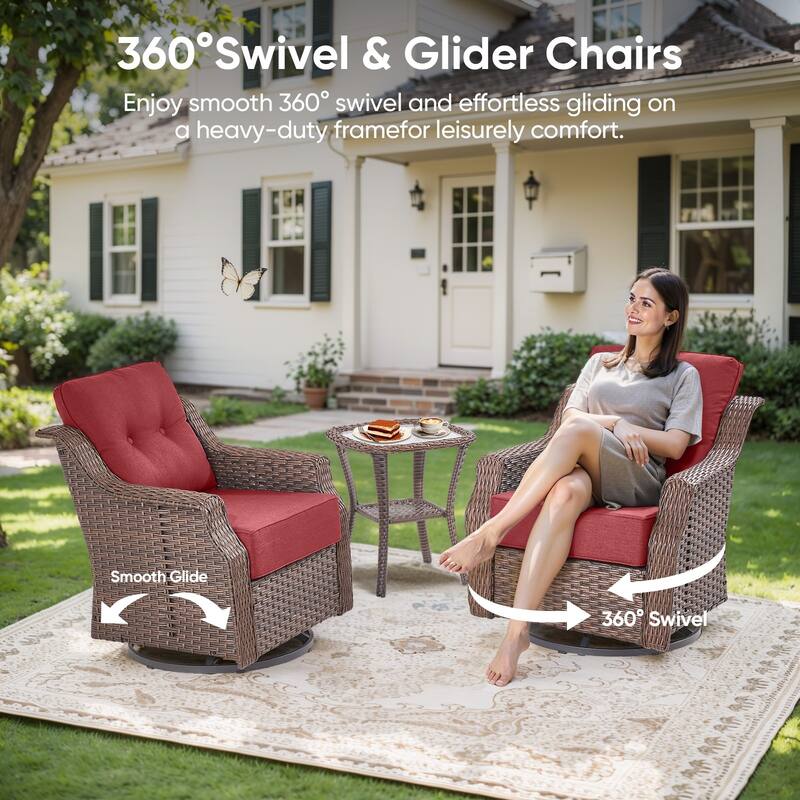 Pocassy Ptio 5 Piece Sofa Swivel Chair with Fire Pit Table