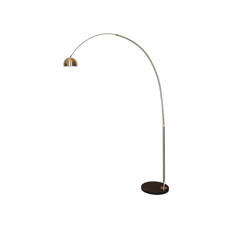 Floor Lamp with Black Marble Base and Metal Lamp Shade Arco Collection - 76" - Gold