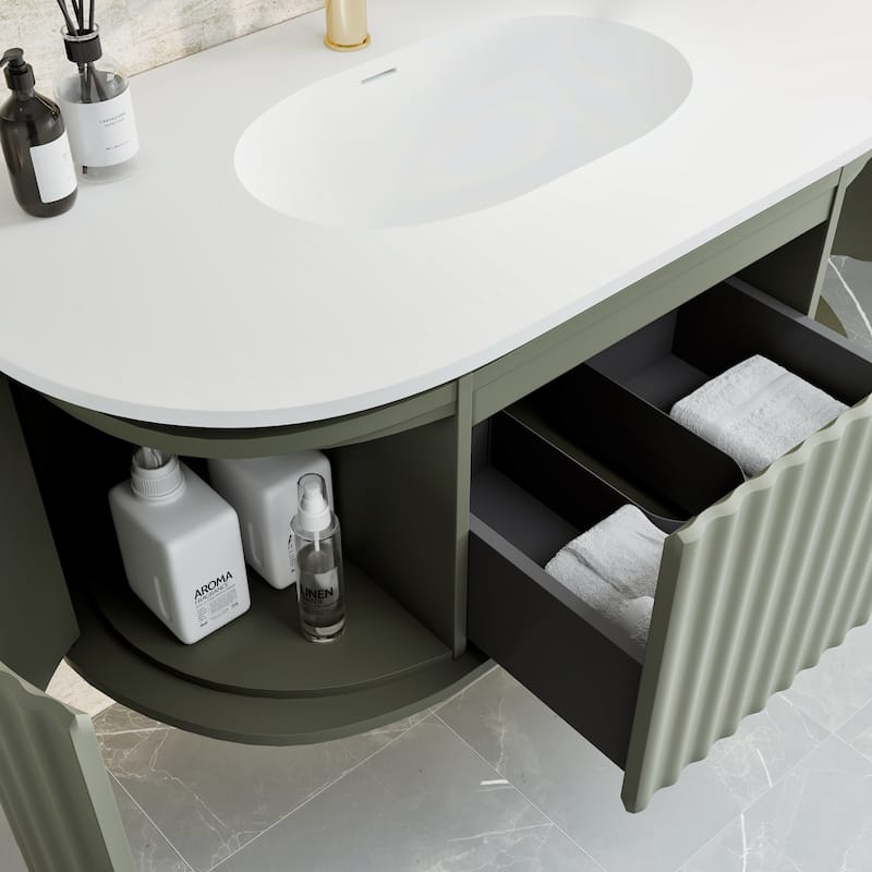 Eviva Haven 39"W Green Wallmount Bath Vanity with Integrated Sink