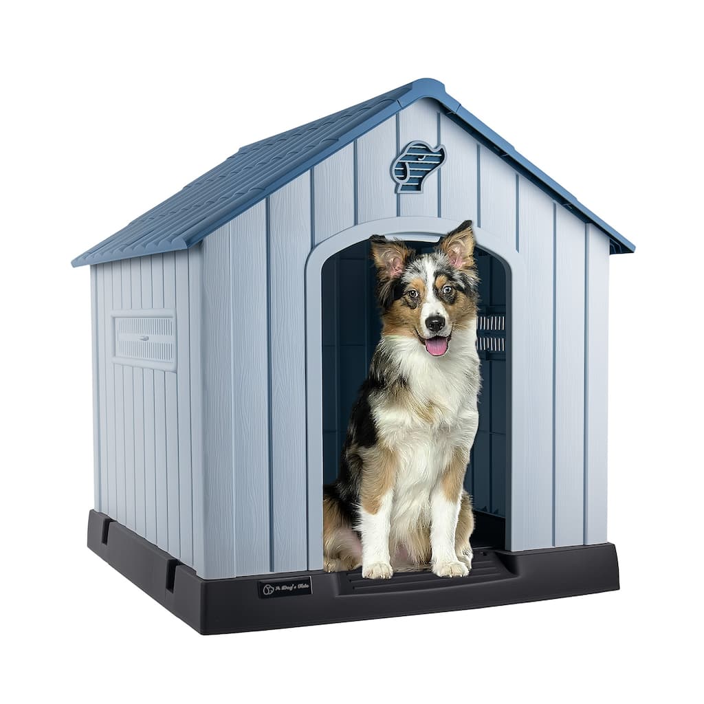 BOSSIN Insulated Dog House, Outdoor & Indoor Use with Elevated Floor, Waterproof & Durable Plastic Design for All Size Dogs