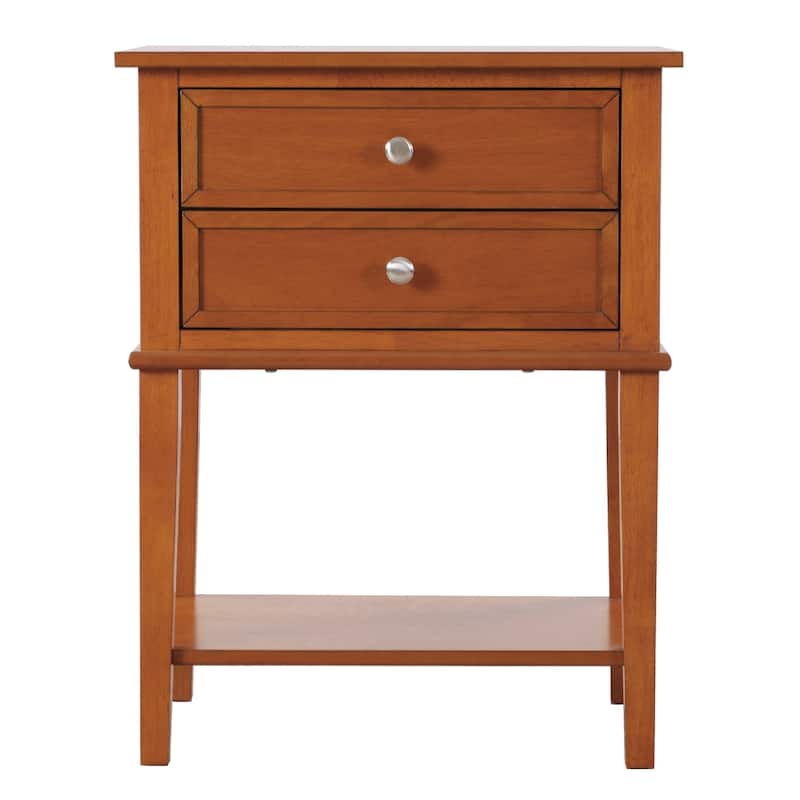 2-Drawers Wooden Nightstand Accent Table - 28" - Brown