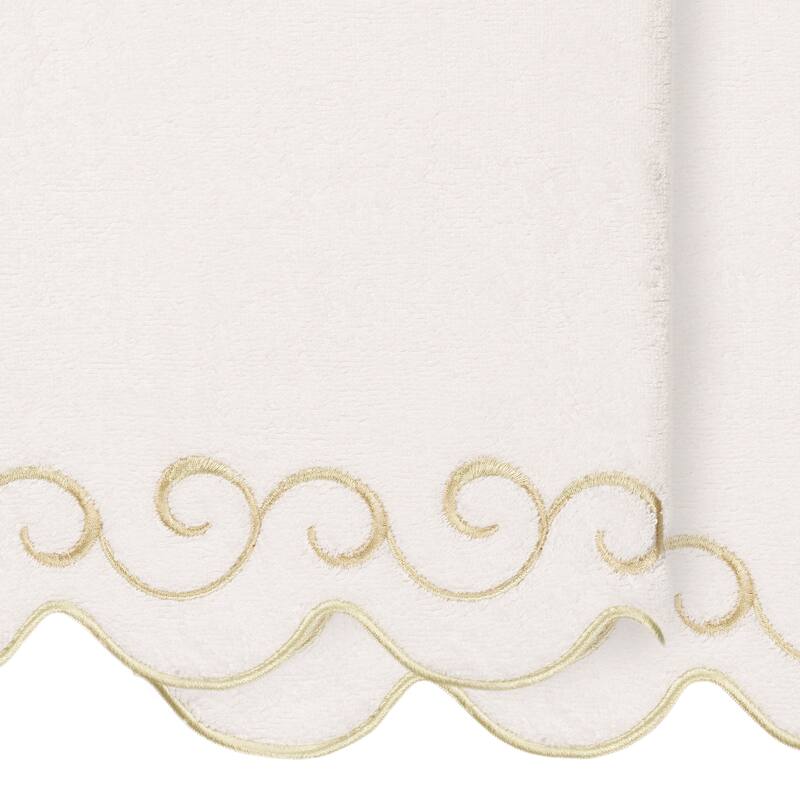 Authentic Hotel and Spa 100% Turkish Cotton SIMPLICITY Scallop Embellished Towel Collection