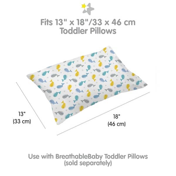 dimension image slide 0 of 13, BreathableBaby Cotton Percale Pillowcase, For 13" x 18"/33 x 46 cm Toddler Pillow, Prints (2-Pack)