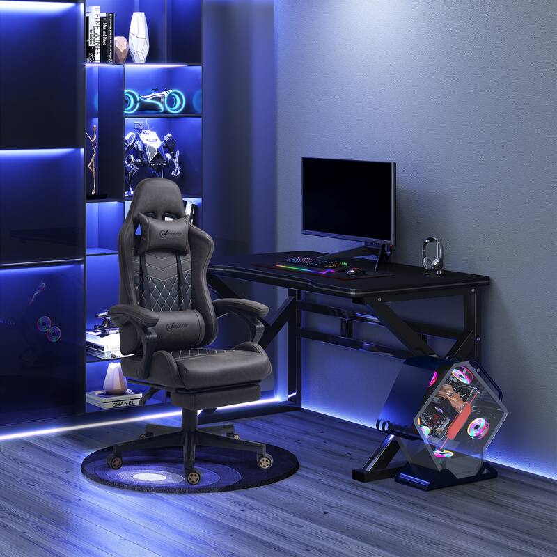 Vinsetto Gaming Chair Racing Style Office Ergonomic Chair Adjustable Height Swivel Recliner High Back PC Computer Desk Chair - Brown